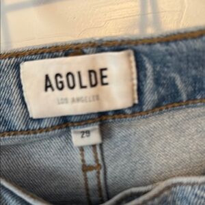 Agolde Blue Jeans with Faded Denim and Contrast Stitching